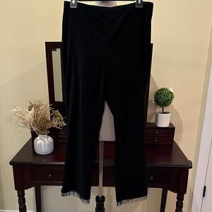 Stylish Black Pants with Fringe Accent